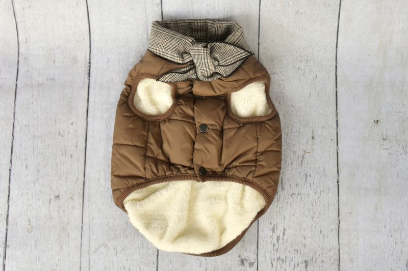 Brown Houndstooth Puffer Jacket