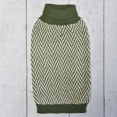 Olive & Cream Herringbone Sweater