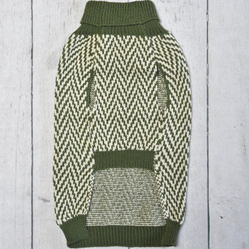 Olive & Cream Herringbone Sweater