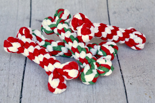 Candy Cane Dog Bone Rope Toy