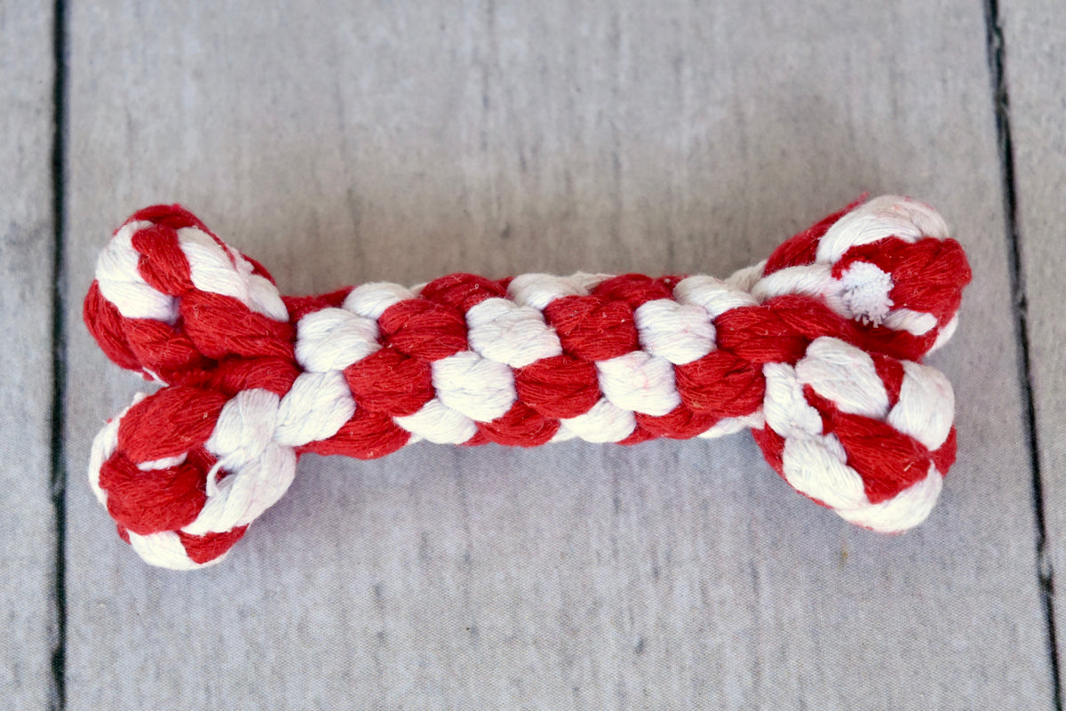 Candy Cane Dog Bone Rope Toy