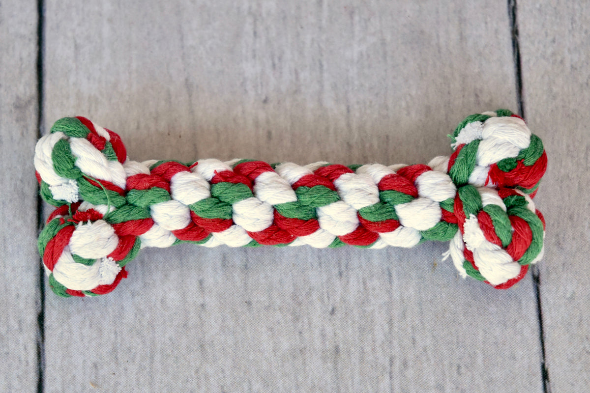 Candy Cane Dog Bone Rope Toy
