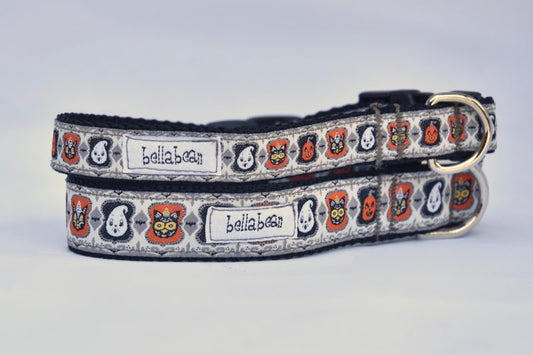 Ghostly Spooky Season Collar & Lead (1 inch and 3/4 width)
